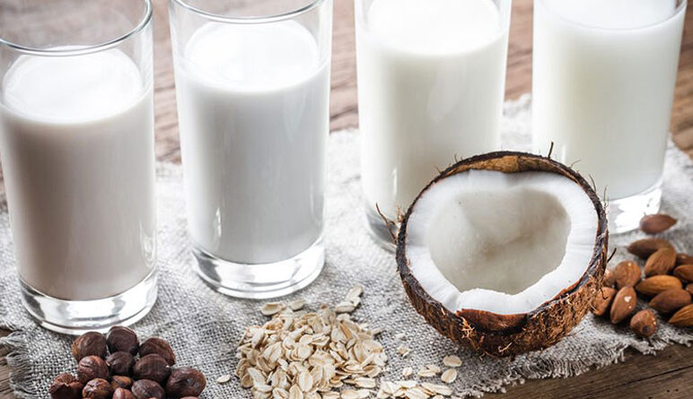 lait de soja, lait d'amandes, lait, lait de riz, lait de coco