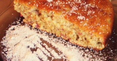 gâteau facile, gâteau santé, rhubarbe, bananes