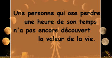 Un homme qui ose perdre une heure de son temps n'a pas encore découvert la valeur de la vie