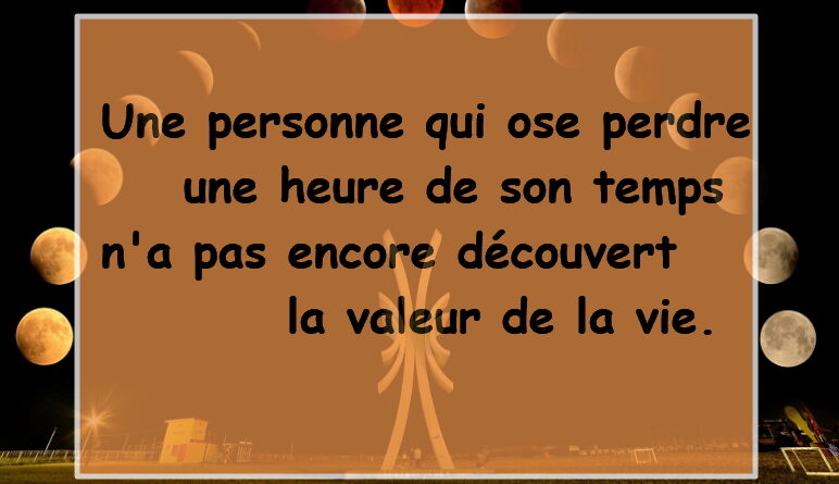 Un homme qui ose perdre une heure de son temps n'a pas encore découvert la valeur de la vie