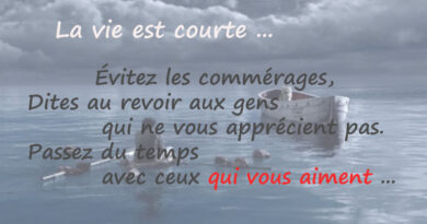La vie est courte … Maximes, citations